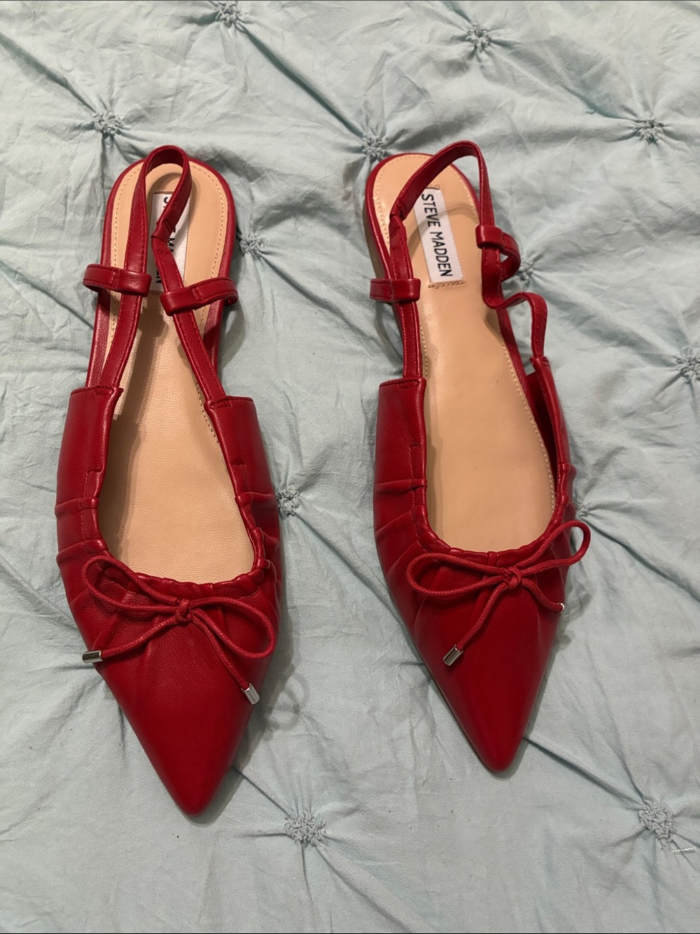 Steve Madden Red Pointed Bow Slingback Flats